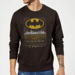 DC Comics Batman Seasons Greetings From Gotham Christmas Sweatshirt - Black