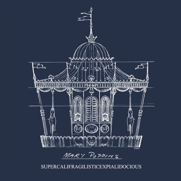 Disney Mary Poppins Carousel Sketch Christmas Jumper - Navy 4 Disney Mary Poppins Carousel Sketch Christmas Jumper - Navy - Image 2