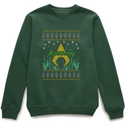 DC COMICS DC Aquaman Knit Christmas Jumper - Forest Green