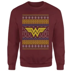 DC COMICS DC Wonder Woman Knit Christmas Jumper - Burgundy -Cheap Christmas Franchises Store 11970856 1234627061953755
