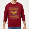 DC COMICS DC Wonder Woman Knit Christmas Jumper - Burgundy -Cheap Christmas Franchises Store 11970856 1404627061347884