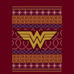 DC COMICS DC Wonder Woman Knit Christmas Jumper - Burgundy -Cheap Christmas Franchises Store 11970856 1564627061606688