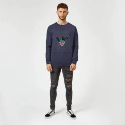 DC COMICS DC Joker Knit Christmas Jumper - Navy -Cheap Christmas Franchises Store 11970886 5304627063137732