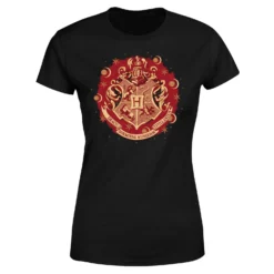 Harry Potter Hogwarts Christmas Crest Women's T-Shirt - Black -Cheap Christmas Franchises Store 12067363 1114657974004458