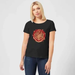 Harry Potter Hogwarts Christmas Crest Women's T-Shirt - Black -Cheap Christmas Franchises Store 12067363 1704657973953917