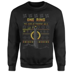 The Lord Of The Rings One Ring Christmas Sweater In Black -Cheap Christmas Franchises Store 12335369 4784714268917905