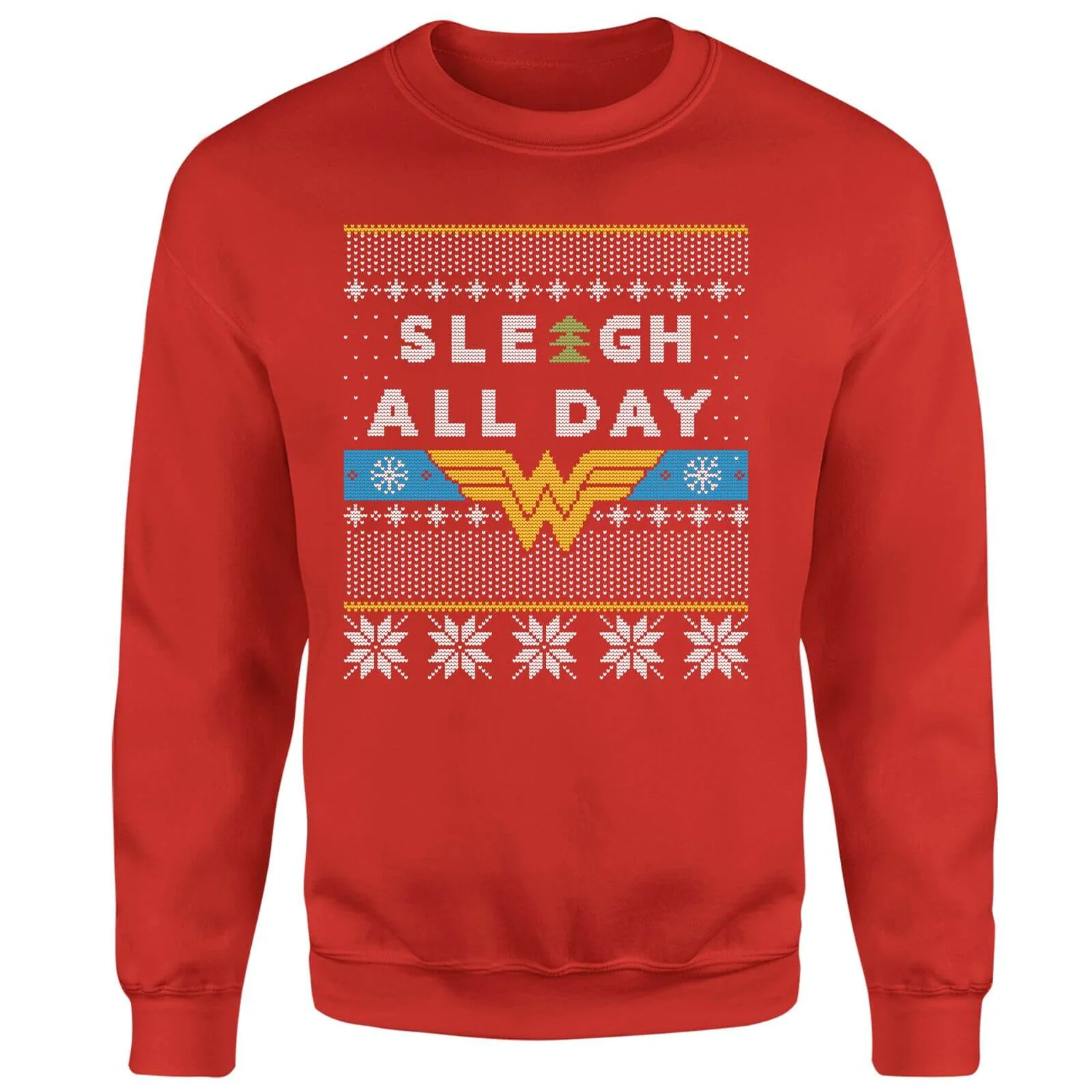 DC COMICS Wonder Woman 'Sleigh All Day Christmas Jumper - Red 6 DC COMICS Wonder Woman 'Sleigh All Day Christmas Jumper - Red - Image 4
