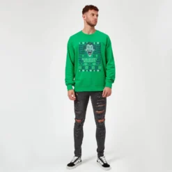 DC COMICS HA-HA-HAppy Ugly Knit Christmas Sweatshirt - Kelly Green -Cheap Christmas Franchises Store 12335546 2124714273065192