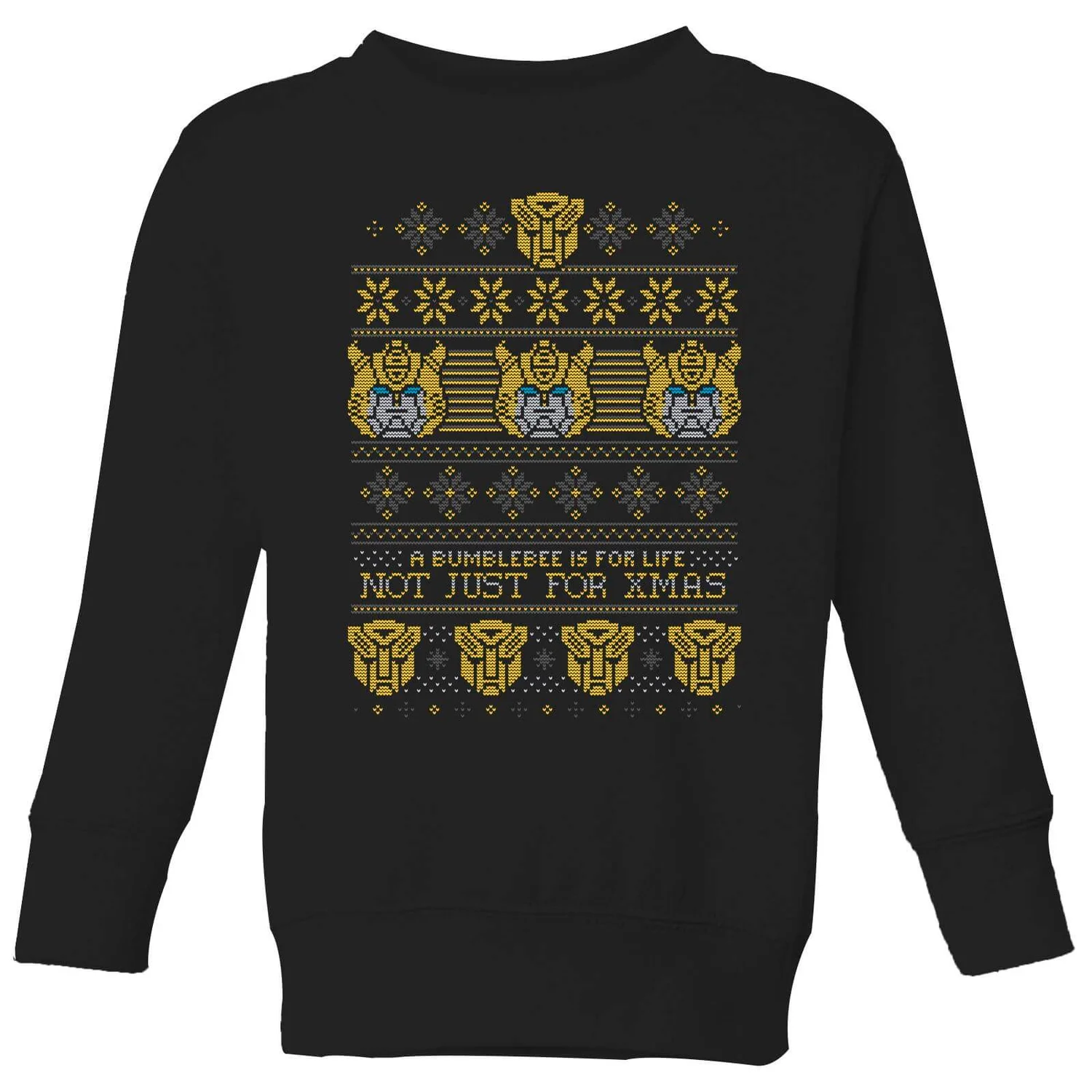 Transformers Bumblebee Classic Ugly Knit Kids' Christmas Jumper - Black 3 Transformers Bumblebee Classic Ugly Knit Kids' Christmas Jumper - Black