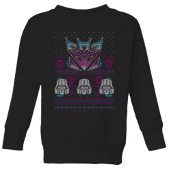 Transformers Decepticons Classic Ugly Knit Kids' Christmas Jumper - Black