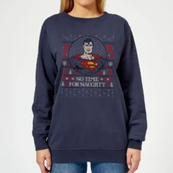 DC COMICS Superman May Your Holidays Be Super Women's Christmas Jumper - Navy