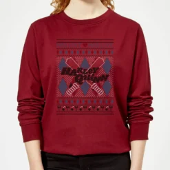 DC COMICS Harley Quinn Women's Christmas Jumper - Burgundy