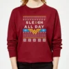 DC COMICS Wonder Woman 'Sleigh All Day Women's Christmas Jumper - Burgundy