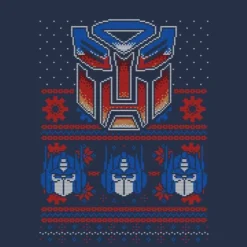 Transformers Autobots Classic Ugly Knit Men's Christmas T-Shirt - Navy -Cheap Christmas Franchises Store 12336654 1464714191240780