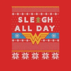 DC COMICS Wonder Woman 'Sleigh All Day Men's Christmas T-Shirt - Red -Cheap Christmas Franchises Store 12336675 1004714191843474
