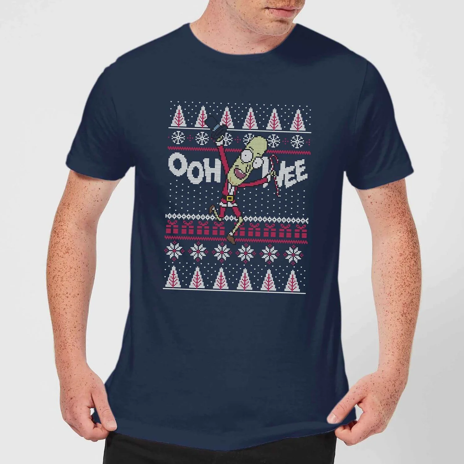 Rick And Morty Ooh Wee Men's Christmas T-Shirt - Navy 3 Rick And Morty Ooh Wee Men's Christmas T-Shirt - Navy
