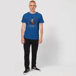 DC COMICS Superman May Your Holidays Be Super Men's Christmas T-Shirt - Royal Blue -Cheap Christmas Franchises Store 12336696 1424714272358527