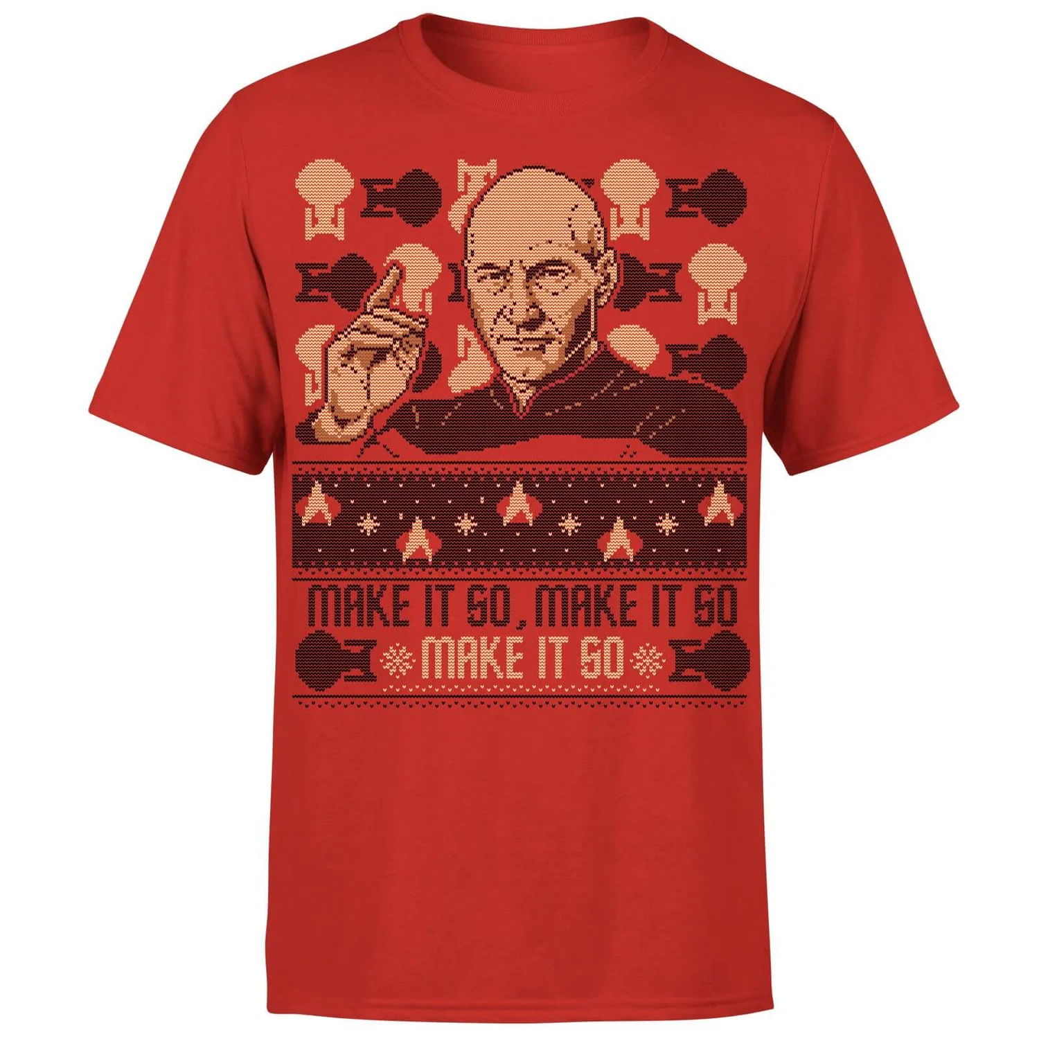 Star Trek: The Next Generation Make It So Men's Christmas T-Shirt - Red 9 Star Trek: The Next Generation Make It So Men's Christmas T-Shirt - Red - Image 7