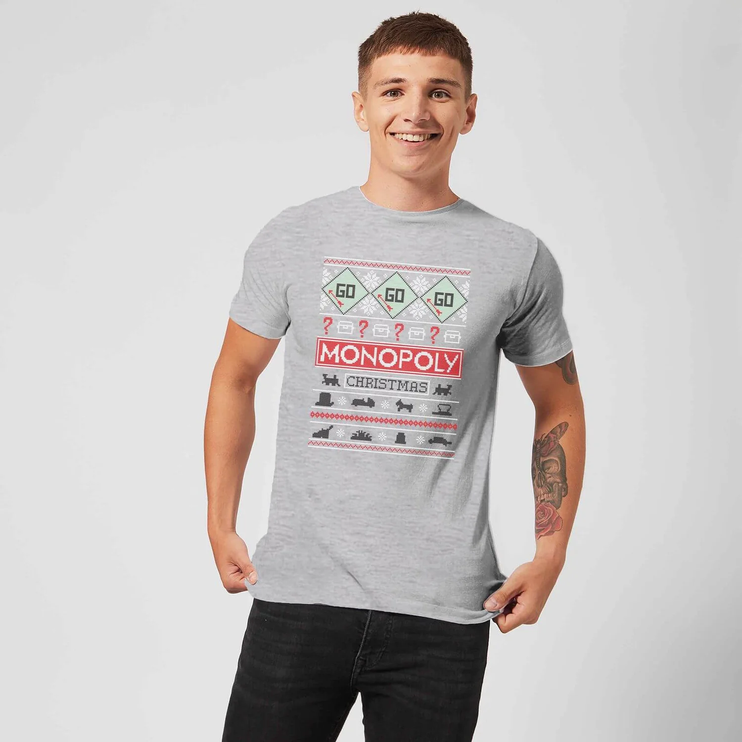 Monopoly Men's Christmas T-Shirt - Grey 5 Monopoly Men's Christmas T-Shirt - Grey - Image 3
