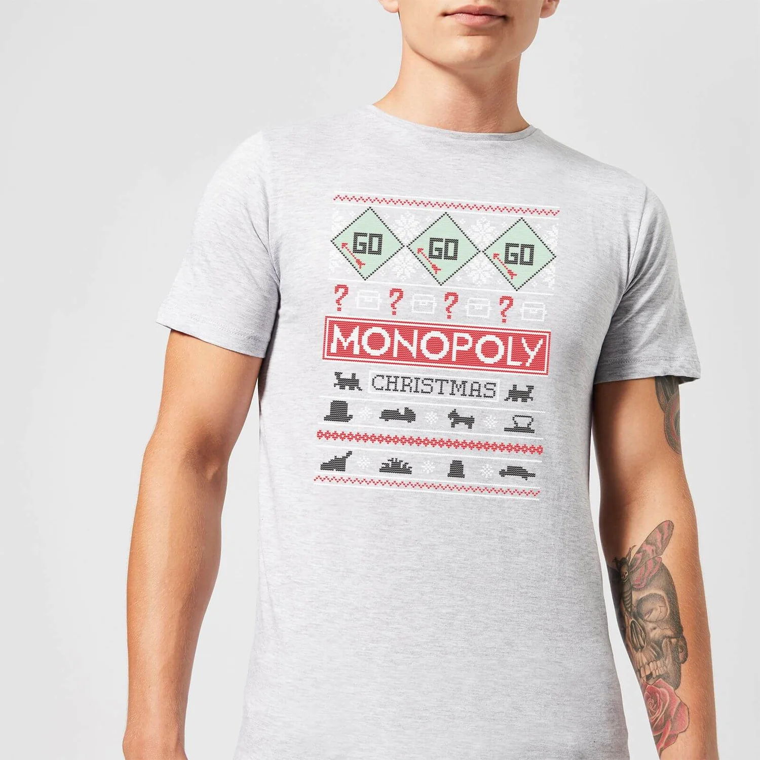 Monopoly Men's Christmas T-Shirt - Grey 3 Monopoly Men's Christmas T-Shirt - Grey