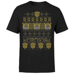 Transformers Bumblebee Classic Ugly Knit Men's Christmas T-Shirt - Black -Cheap Christmas Franchises Store 12336807 4484714228081284