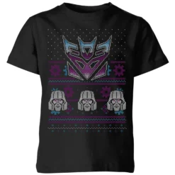 Transformers Decepticons Classic Ugly Knit Kids' Christmas T-Shirt - Black