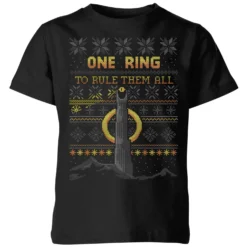 The Lord Of The Rings One Ring Kids' Christmas T-Shirt In Black