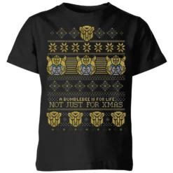 Transformers Bumblebee Classic Ugly Knit Kids' Christmas T-Shirt - Black
