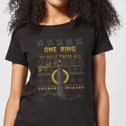 The Lord Of The Rings One Ring Women's Christmas T-Shirt In Black