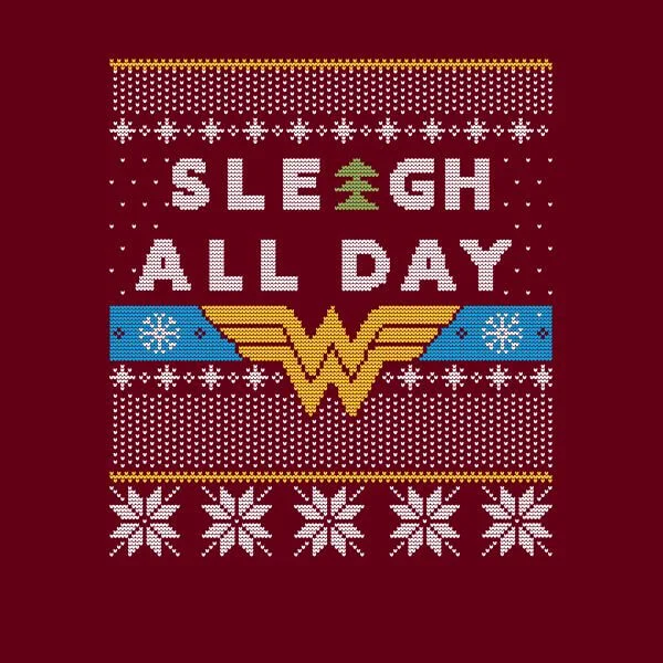 DC COMICS Wonder Woman 'Sleigh All Day Women's Christmas T-Shirt - Burgundy 4 DC COMICS Wonder Woman 'Sleigh All Day Women's Christmas T-Shirt - Burgundy - Image 2