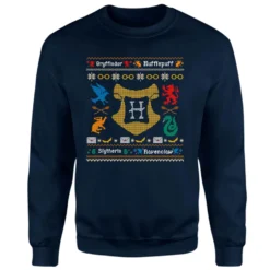 Harry Potter Houses Christmas Jumper - Navy