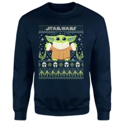 The Mandalorian Grogu Christmas Christmas Jumper - Navy