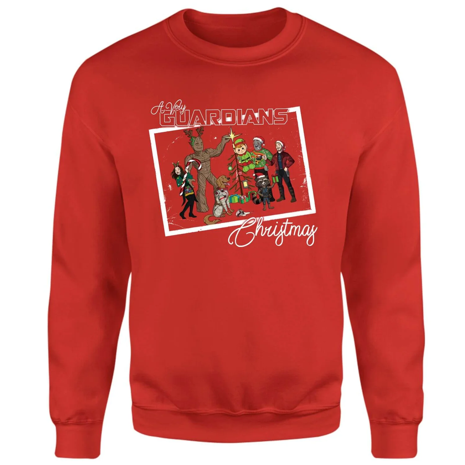 Marvel Group Polaroid Christmas Jumper - Red 3 Marvel Group Polaroid Christmas Jumper - Red