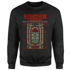 Stranger Things Creel House Window Christmas Jumper - Black