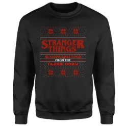 Stranger Things Seasons Greetings From The Upside Down Christmas Jumper - Black