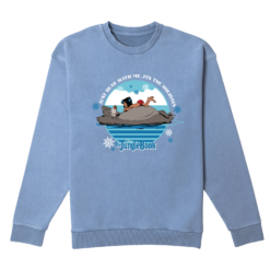 Disney Just Bear With Me Christmas Jumper - Denim Blue Acid Wash