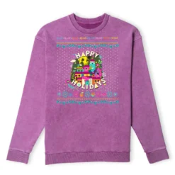 Disney Happy Holidays Christmas Jumper - Purple Acid Wash