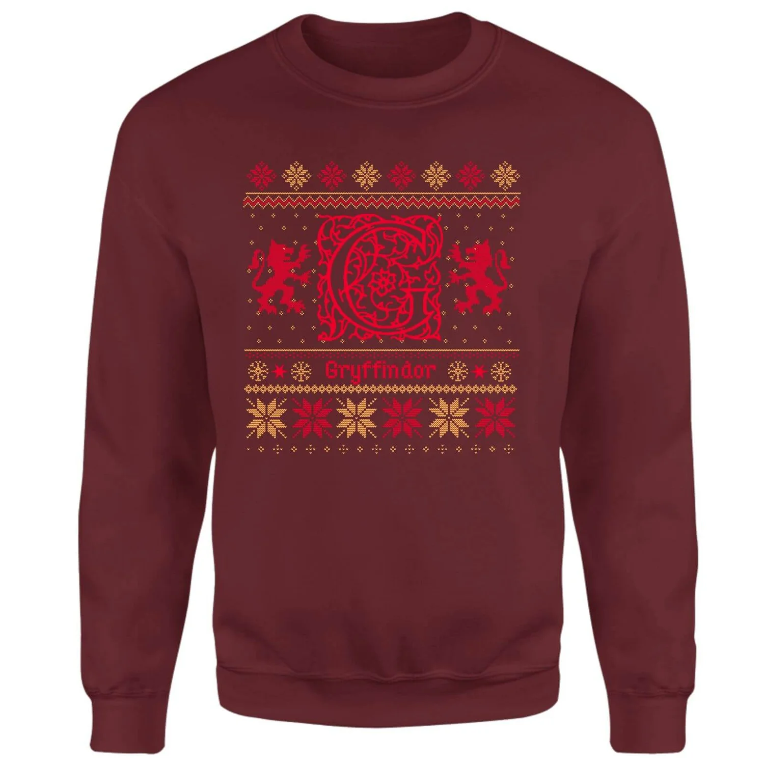 Harry Potter Gryffindor Christmas Christmas Jumper - Burgundy 3 Harry Potter Gryffindor Christmas Christmas Jumper - Burgundy
