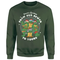 Teenage Mutant Ninja Turtles Sewer Season's Greetings Christmas Jumper - Green