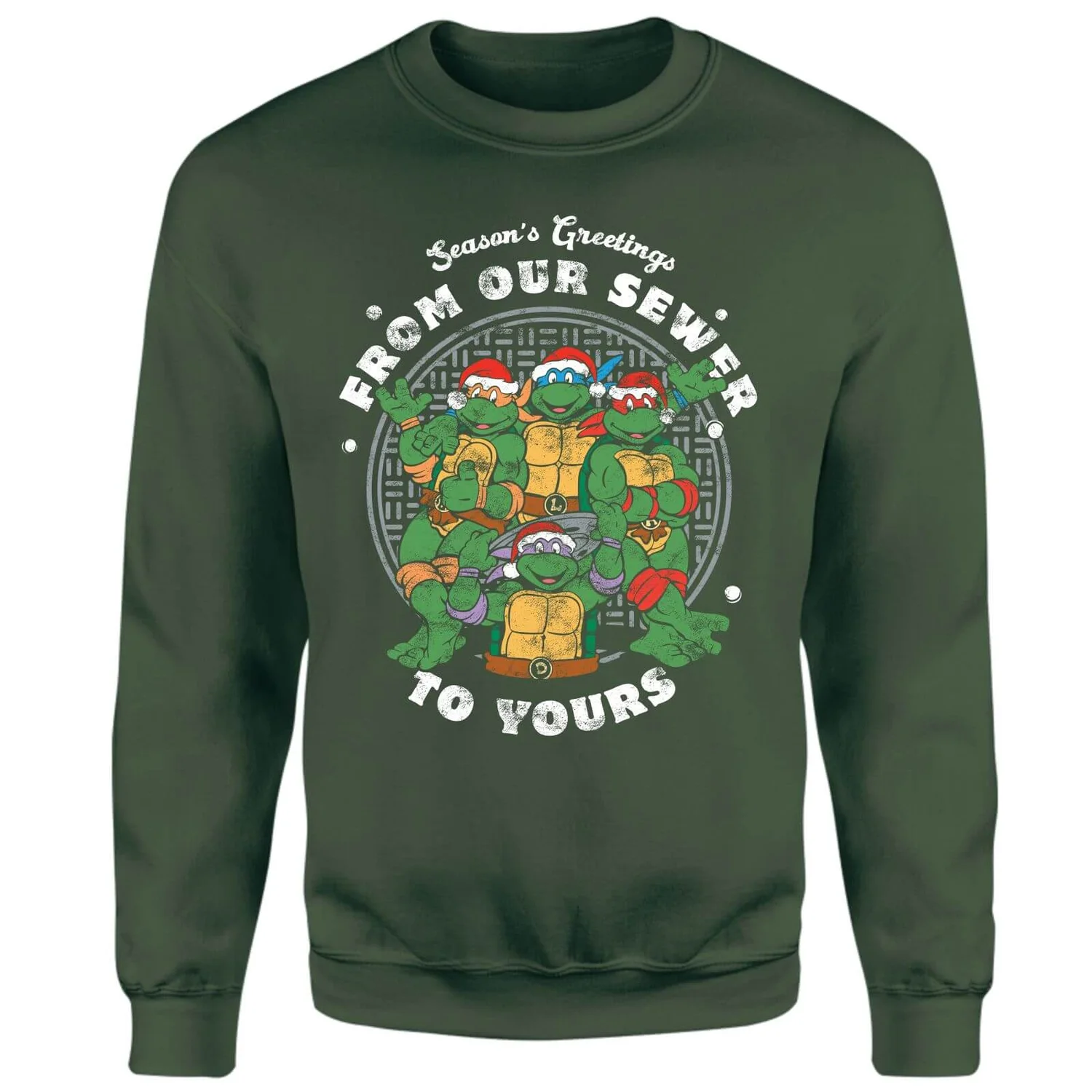 Teenage Mutant Ninja Turtles Sewer Season's Greetings Christmas Jumper - Green 3 Teenage Mutant Ninja Turtles Sewer Season's Greetings Christmas Jumper - Green