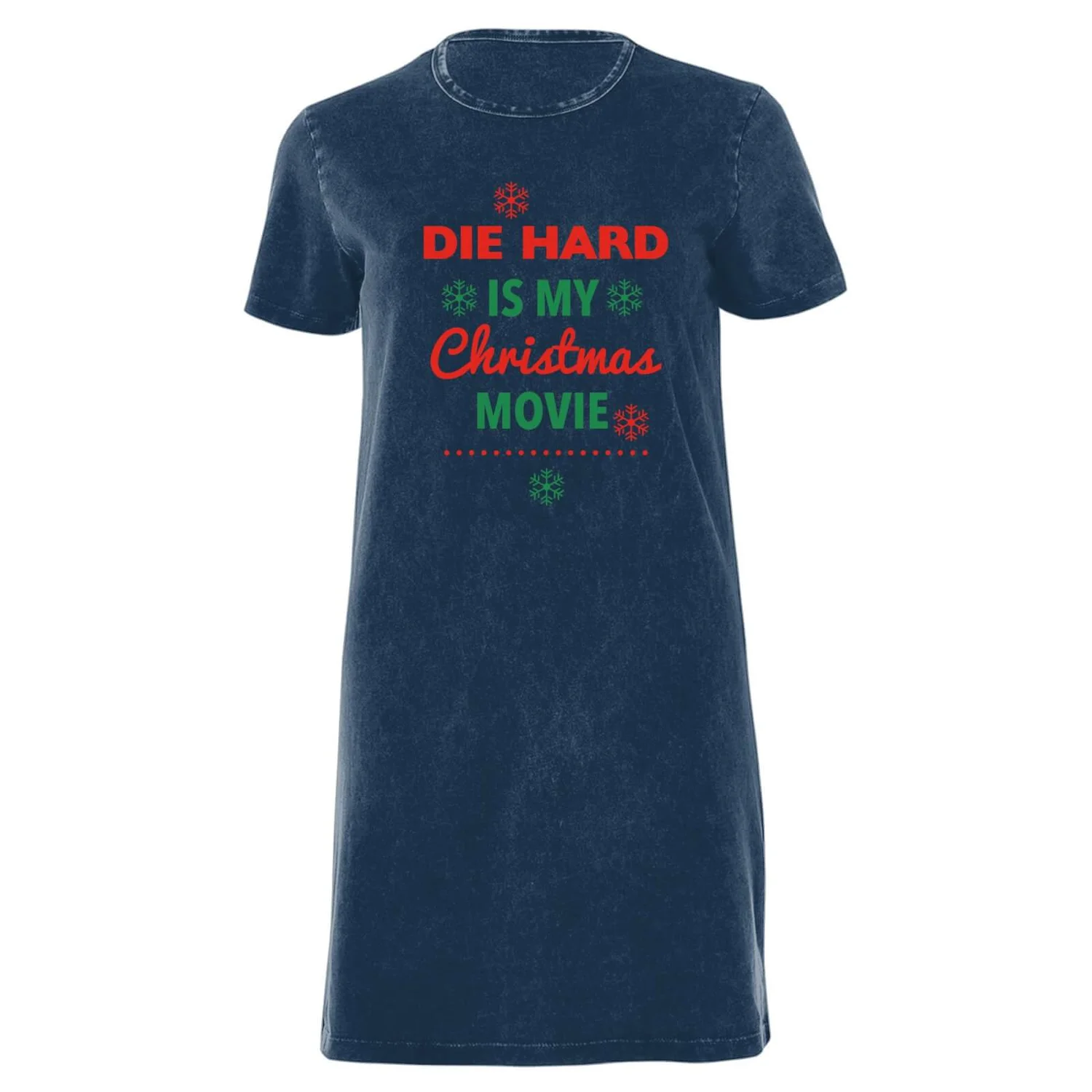 Die Hard Christmas Movie Women's T-Shirt Dress - Navy Acid Wash 3 Die Hard Christmas Movie Women's T-Shirt Dress - Navy Acid Wash