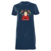 Home Alone Christmas Bauble Women's T-Shirt Dress - Navy Acid Wash