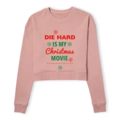 Die Hard Christmas Movie Women's Cropped Sweatshirt - Dusty Pink