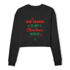 Die Hard Christmas Movie Women's Cropped Sweatshirt - Black