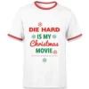Die Hard Christmas Movie Men's Ringer T-Shirt - White/Red -Cheap Christmas Franchises Store 14260641 8155031671900655