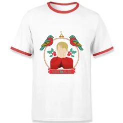 Home Alone Christmas Bauble Men's Ringer T-Shirt - White/Red